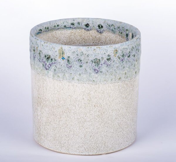 Oryginalna doniczka ceramiczna odcienie beżu : Kolor - Różnokolorowy, Wielkość doniczki - Duża - średnica 20 cm, wysokość 20 cm