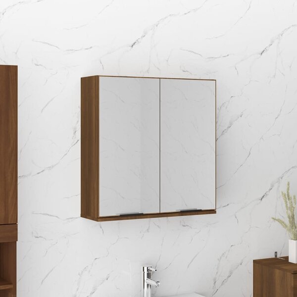 Szafka łazienkowa z lustrem, brązowy dąb, 64x20x67 cm