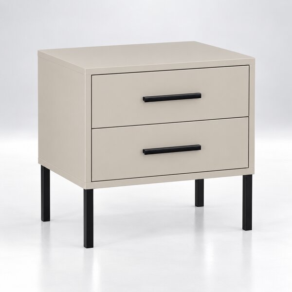 Szafka nocna LOFT 2S 53 cm – 2 szuflady na metalowych nogach | ArtD Home