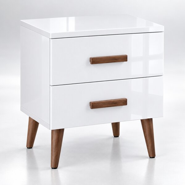 Szafka nocna SKOS 2S 40 cm – 2 szuflady na drewnianych nogach | ArtD Home