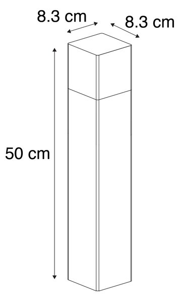 Stojąca lampa zewnętrzna czarna 50 cm IP44 z efektem dymnego szkła - Dania