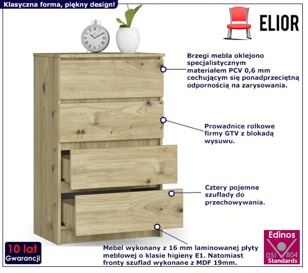 Komoda wąska do salonu dąb artisan G6-Z49