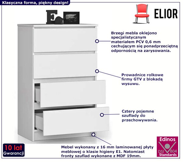 Biała Komoda Z Szufladami B7-B01