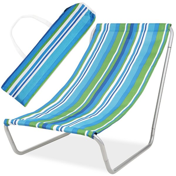Leżak plażowy składany niebieski i biały SAND