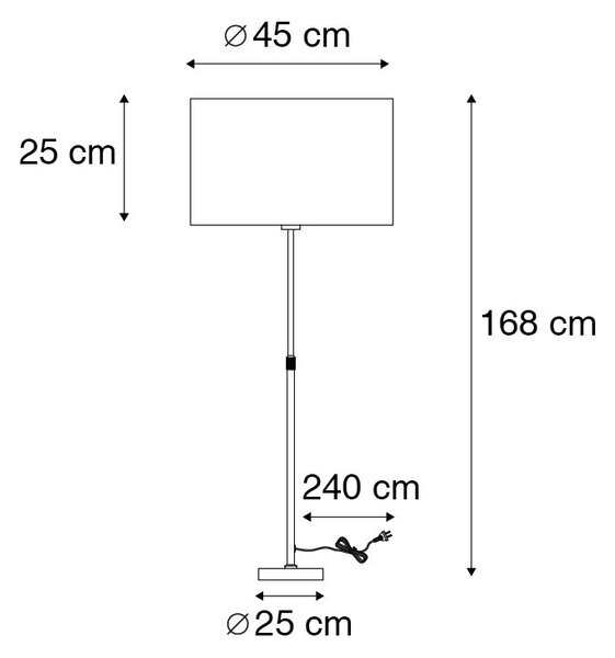 Lampa podłogowa regulowana złota/mosiądz klosz czarno-biały 47cm - Parte Oswietlenie wewnetrzne