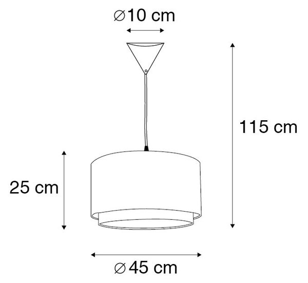 Nowoczesna lampa wisząca z kloszem czarno/biała 45/25 - Duo Oswietlenie wewnetrzne