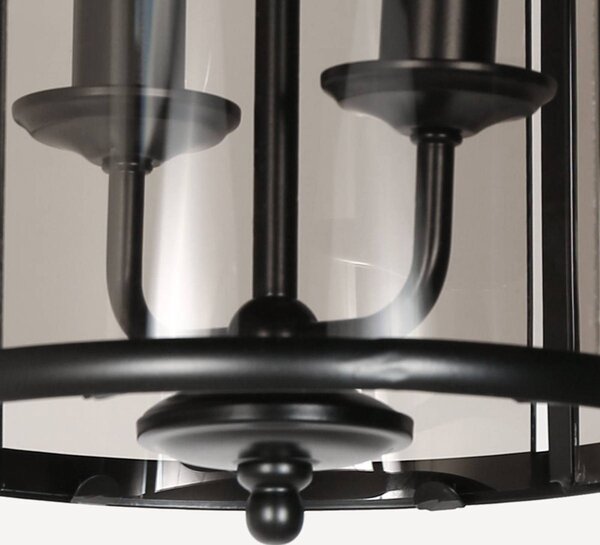 Steinhauer Lampa wisząca Pimpernel, możliwość ściemniania, czarny, przedpokój, metal, antyczny