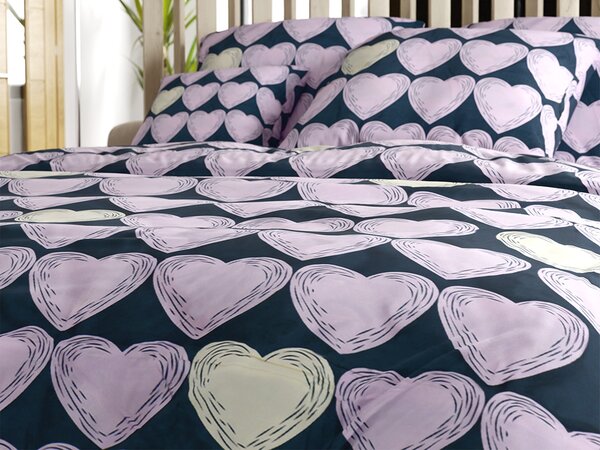 Pościel z mikrofibry VIOLET HEARTS jasnofioletowa Rozmiar pościeli: 2 szt 70 x 80 cm | 160 x 200 cm