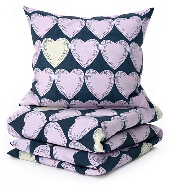 Pościel z mikrofibry VIOLET HEARTS jasnofioletowa Rozmiar pościeli: 2 szt 70 x 80 cm | 160 x 200 cm