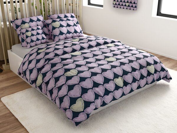 Pościel z mikrofibry VIOLET HEARTS jasnofioletowa Rozmiar pościeli: 2 szt 70 x 80 cm | 160 x 200 cm
