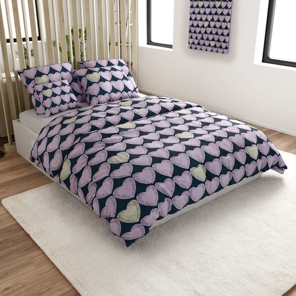 Pościel z mikrofibry VIOLET HEARTS jasnofioletowa Rozmiar pościeli: 2 szt 70 x 80 cm | 160 x 200 cm