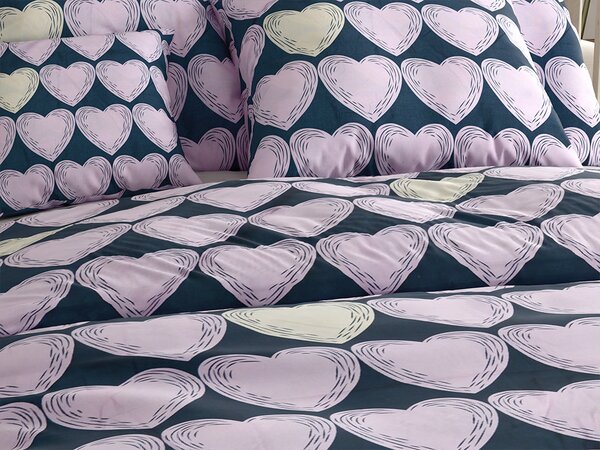 Pościel z mikrofibry VIOLET HEARTS jasnofioletowa Rozmiar pościeli: 2 szt 70 x 80 cm | 160 x 200 cm