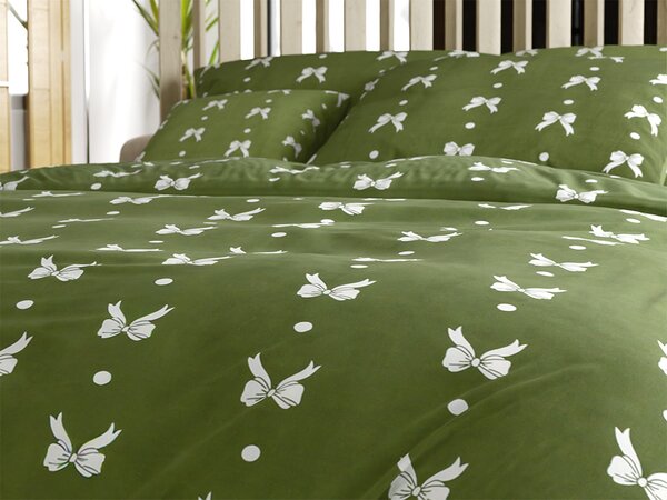 Pościel z mikroflanelu WHITE BOW zielona Rozmiar pościeli: 70 x 90 cm | 140 x 200 cm