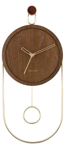 Oryginalny zegar brązowy z wahadłem Karlsson MHD0-08-48