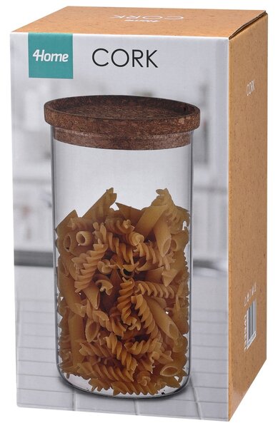 4Home Szklany pojemnik do żywności z pokrywką Cork, 1000 ml, 1000 ml
