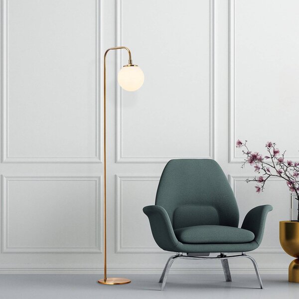 Lampa stojąca Viran Opviq, mosiężny / złoty, salon / jadalnia, metal