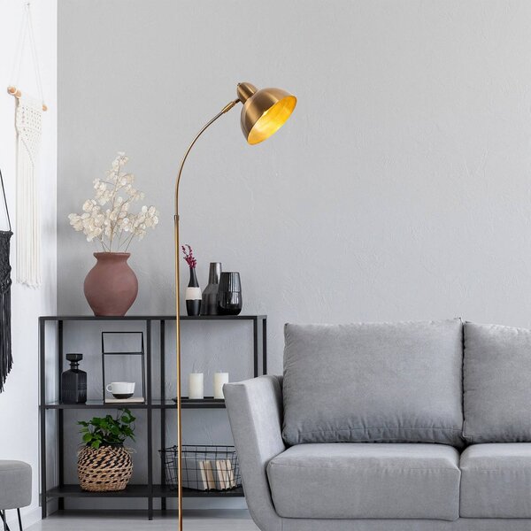 Lampa stojąca Varzan Opviq, mosiężny / złoty, salon / jadalnia, metal