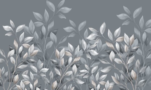 Fototapeta - Eleganckie liście na delikatnym tle, Fototapety Natura, Popularne Fototapety, t01058v4 - Tapeko.pl
