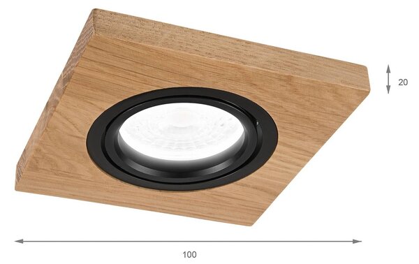 Lampa sufitowa wpuszczana Tobby, 10 x cm, drewno dębowe, GU10 Tobby Lamkur, możliwość ściemniania, jasne drewno, salon / jadalnia, drewno, skandynawski