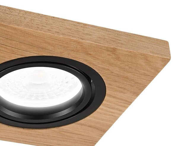 Lampa sufitowa do wbudowania Tobby, 10 x cm, zestaw 3 szt. drewno dębowe GU10 Tobby Lamkur, możliwość ściemniania, jasne drewno, salon / jadalnia, drewno, skandynawski