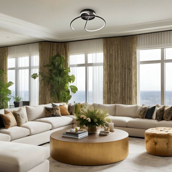 Lampa sufitowa LED Delta Milagro Lighting, czarny, salon / jadalnia, metal, nowoczesny