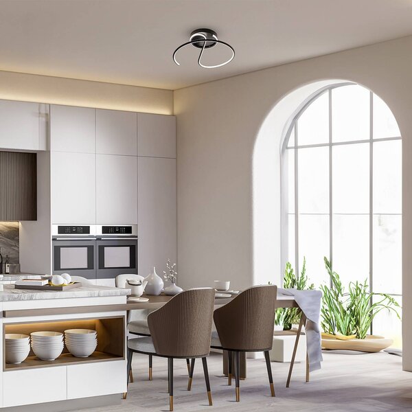 Lampa sufitowa LED Delta Milagro Lighting, czarny, salon / jadalnia, metal, nowoczesny