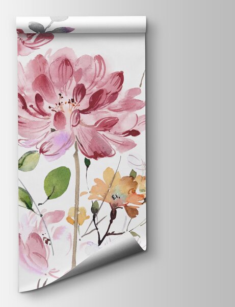 Fototapeta Obraz przedstawiający kwiaty i liście, Fototapety design, Popularne Fototapety, w03957 - Tapeko.pl
