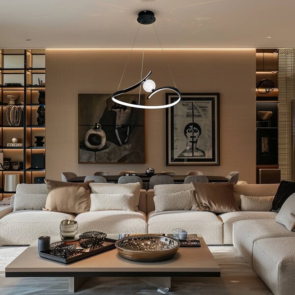 Lampa wisząca Perla Milagro Lighting, czarny, salon / jadalnia, metal, nowoczesny