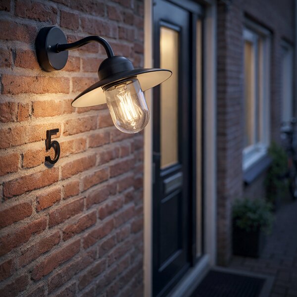 Lampa ścienna zewnętrzna czarna IP44 - Munich