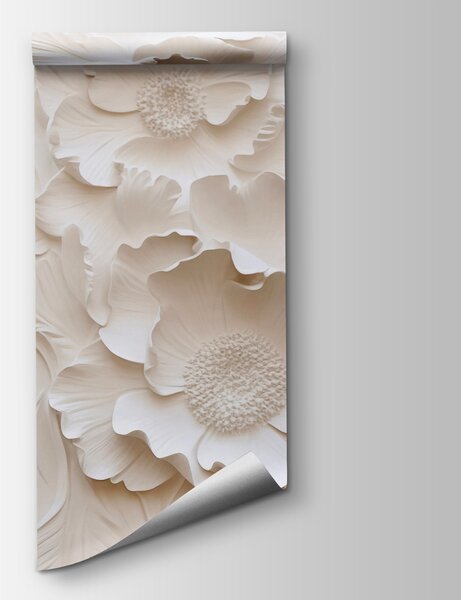 Fototapeta Fantazyjny kwiatowy wzór w kolorze białym, Fototapety 3d, Popularne Fototapety, w04060 - Tapeko.pl