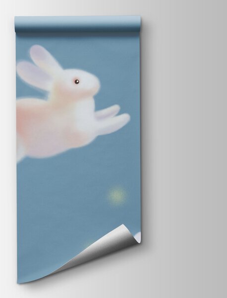 Fototapeta Grupa królików na niebieskim tle, Fototapety Dziecięce, Popularne Fototapety, t01048 - Tapeko.pl