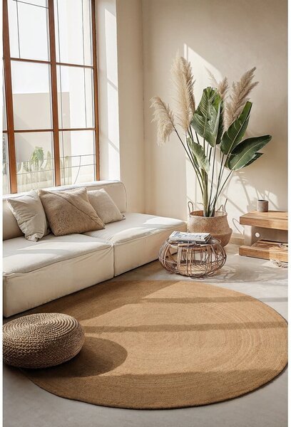 Okrągły dywan z juty dwustronny w naturalnym kolorze ø 140 cm Braided – Hanse Home