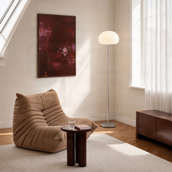 Lampa Podłogowa NOLA, Owen, biały, salon, szkło, nowoczesny