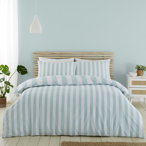 Miętowa pościel dwuosobowa 230x220 cm Cove Stripe – Catherine Lansfield