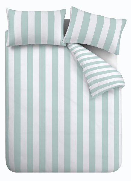 Miętowa pościel dwuosobowa 230x220 cm Cove Stripe – Catherine Lansfield