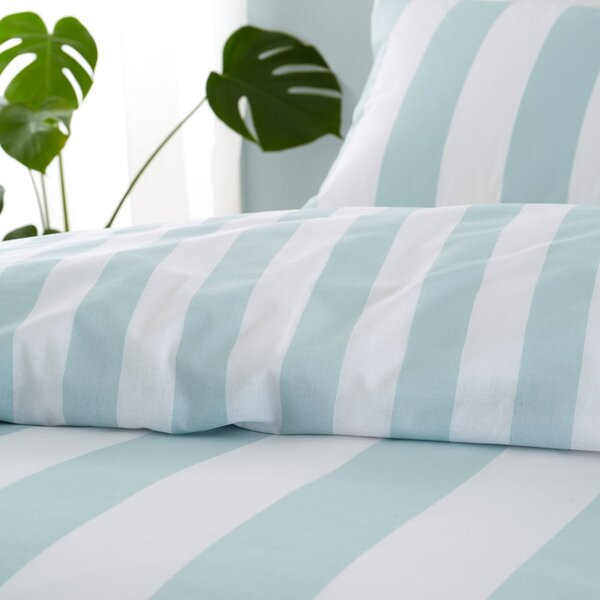 Miętowa pościel dwuosobowa 230x220 cm Cove Stripe – Catherine Lansfield