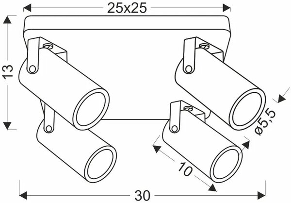 Czarna lampa sufitowa 4-punktowa loft - Z073 E0-K50
