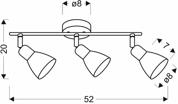 Trzypunktowa lampa sufitowa z regulowanymi kloszami czarny + biały - Z069-Atazia