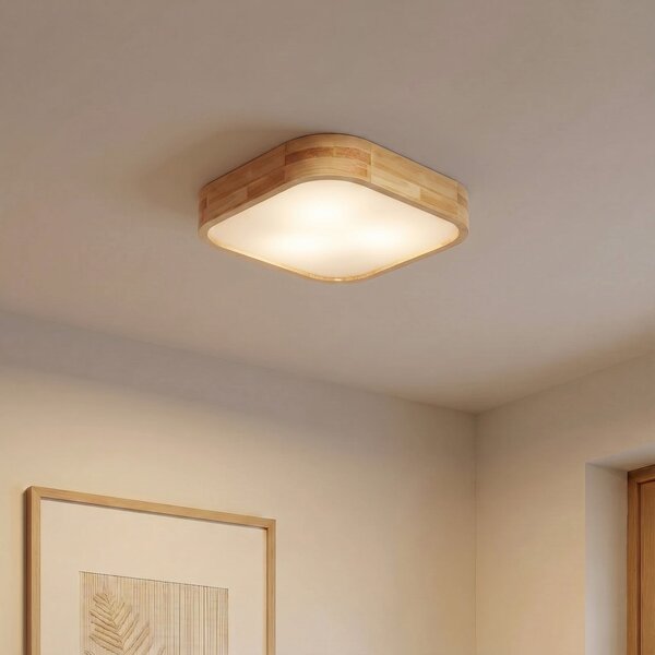 Lampy sufitowe Lindby, Tanju, ściemnialny, drewniany, salon, drewno