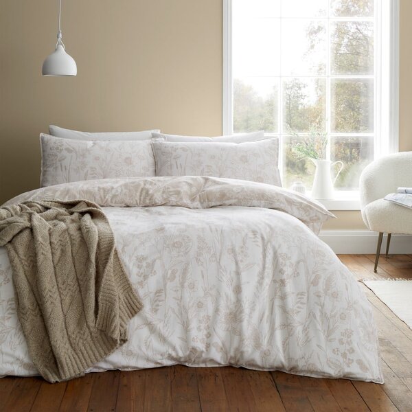 Beżowa flanelowa pościel dwuosobowa 230x220 cm Floral Toile – Bianca