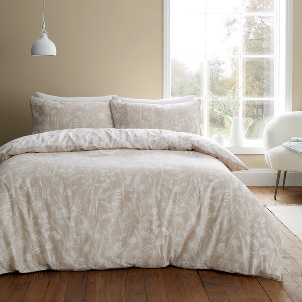 Beżowa flanelowa pościel dwuosobowa 230x220 cm Floral Toile – Bianca