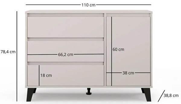 Kaszmirowa komoda ubraniowa z szafką i 3 szufladami D5-E92