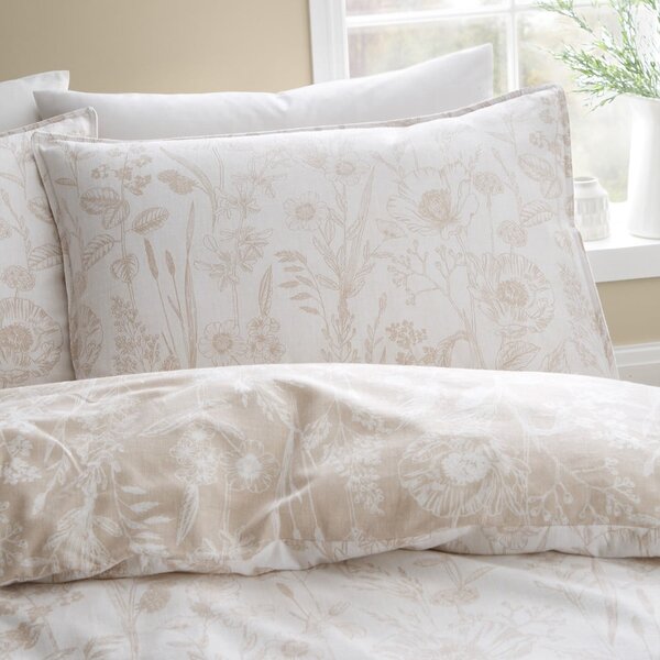 Beżowa flanelowa pościel dwuosobowa 230x220 cm Floral Toile – Bianca