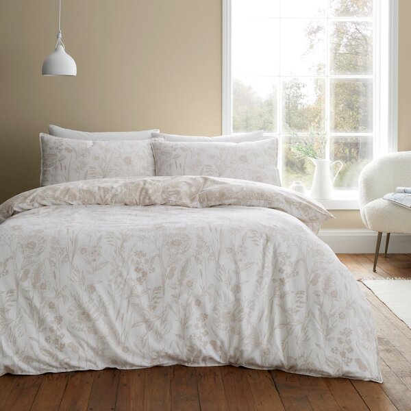 Beżowa flanelowa pościel dwuosobowa 230x220 cm Floral Toile – Bianca