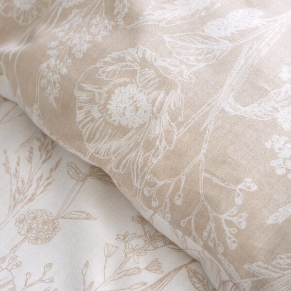 Beżowa flanelowa pościel dwuosobowa 230x220 cm Floral Toile – Bianca