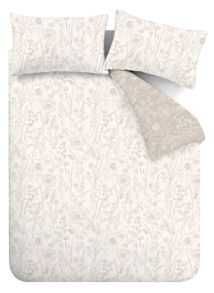 Beżowa flanelowa pościel dwuosobowa 230x220 cm Floral Toile – Bianca