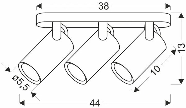Czarna lampa sufitowa z 3 reflektorkami - Z072 F0-H60