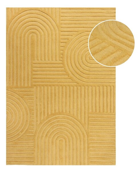 Żółty dywan wełniany Flair Rugs Zen Garden, 160x230 cm