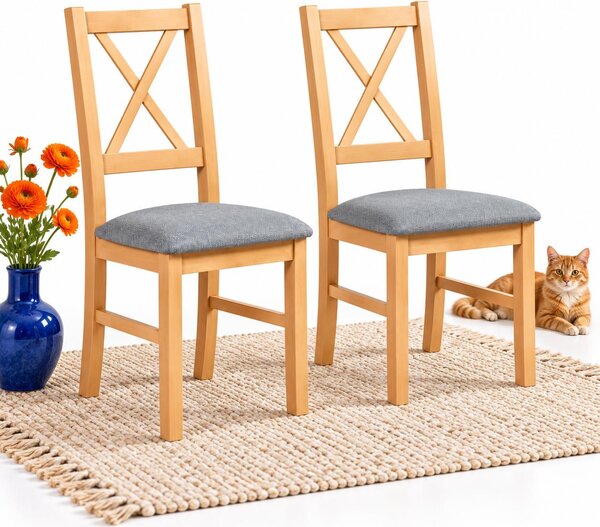 INSPIRO Zestaw 2 krzeseł tapicerowanych N-10 do jadalni – dąb Sonoma / szare obicie 10