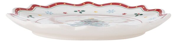 Czerwono-kremowy ceramiczny talerz do serwowania ze świątecznym motywem ø 17 cm Naive – Bloomingville